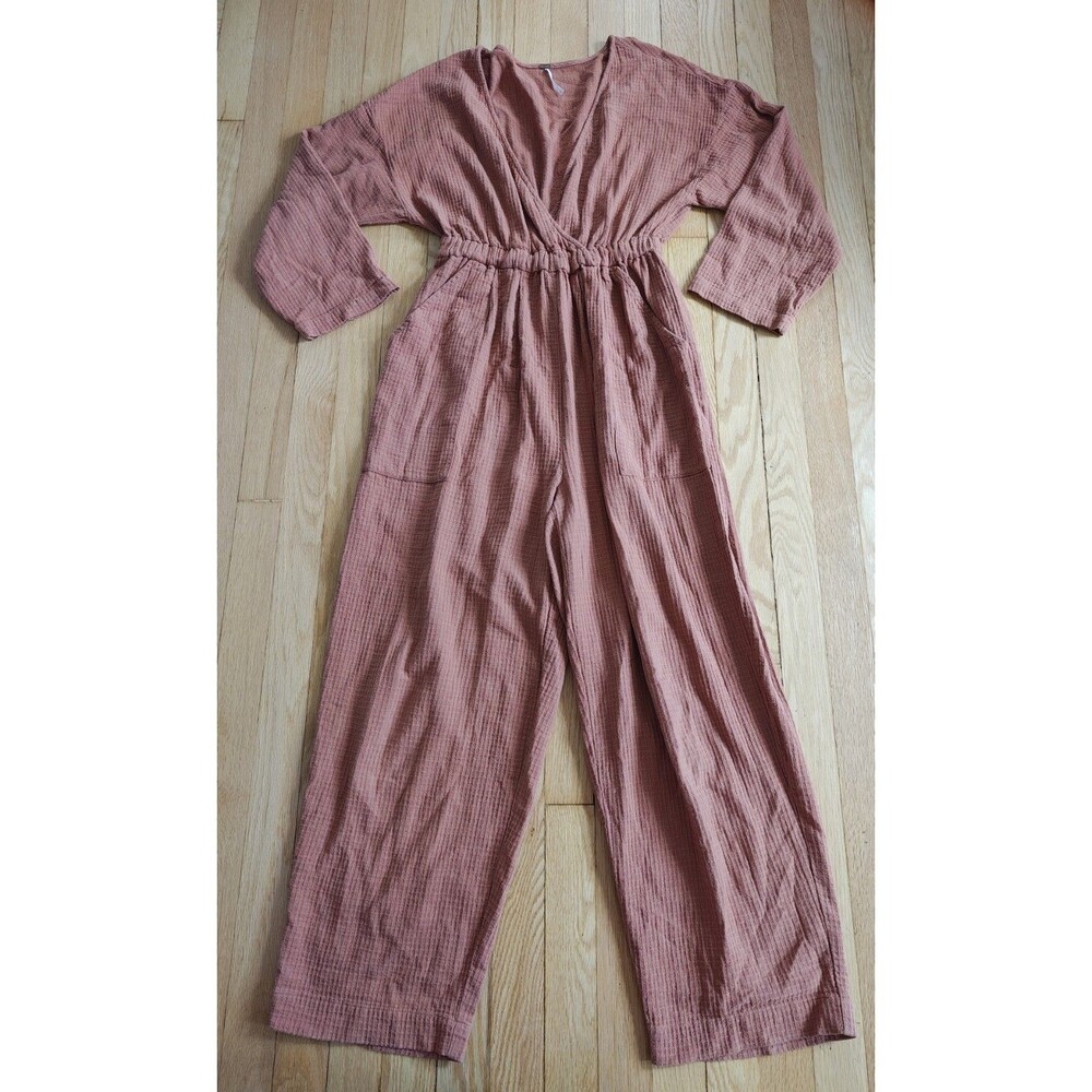 Free People Terracotta Jumpsuit XS Cotton Boho Sleeveless Casual Wide Leg